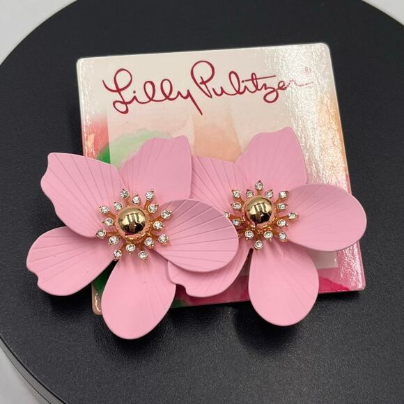 Lilly Pulitzer Oversized Pearl Orchid Conch Shell Pink Pierced Earrings New - Picture 4 of 4